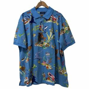 Polo Ralph Lauren Mens Slim Fit Underwater Bear Polo Size 2XB Blue Golf NWT